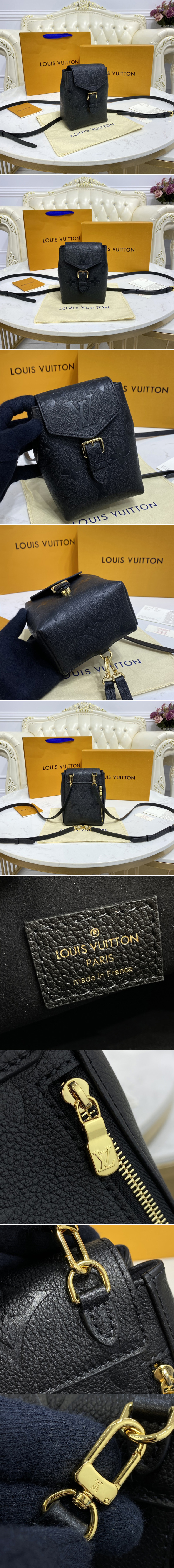 Replica Louis Vuitton M45764 LV Tiny Backpack in Black Monogram Empreinte Leather