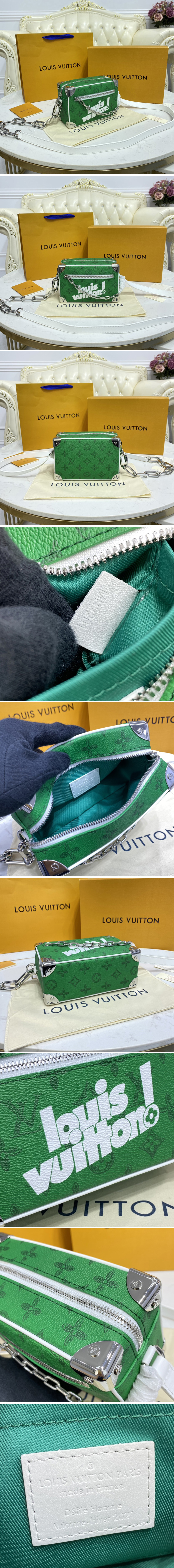 Replica Louis Vuitton M80816 LV Mini Soft Trunk bag in Green vintage Monogram canvas