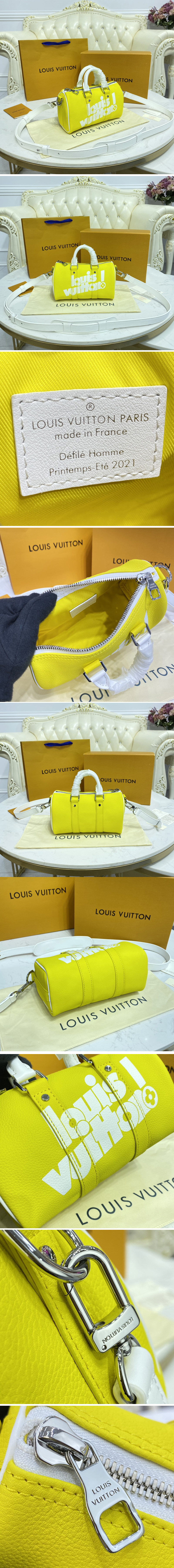 Replica Louis Vuitton M80842 LV Keepall XS bag in Yellow cowhide leather