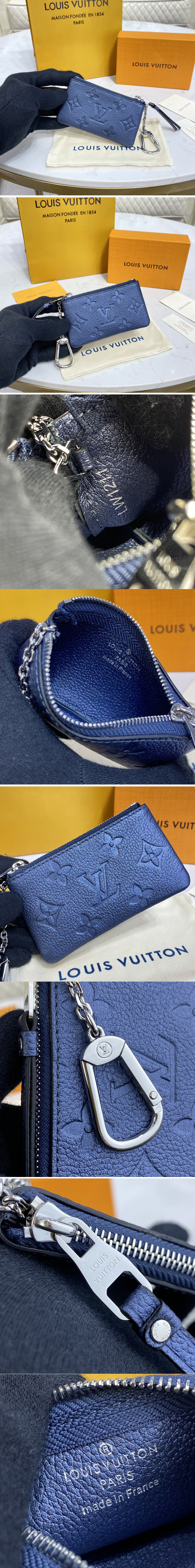 Replica Louis Vuitton M80900 LV Key Pouch in Navy Blue Monogram Empreinte leather