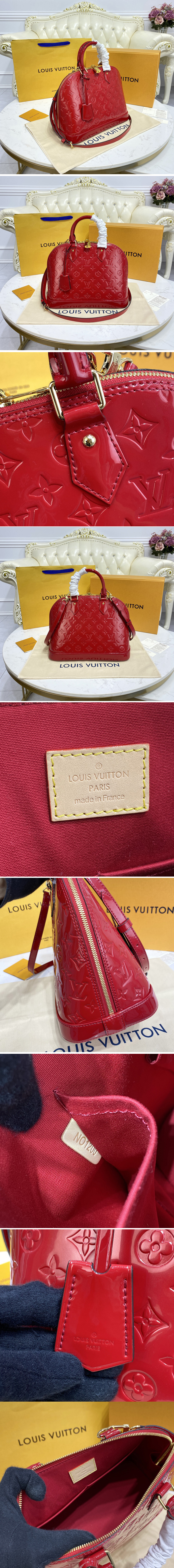 Replica Louis Vuitton M91611 Alma PM Bag in Red Monogram Vernis