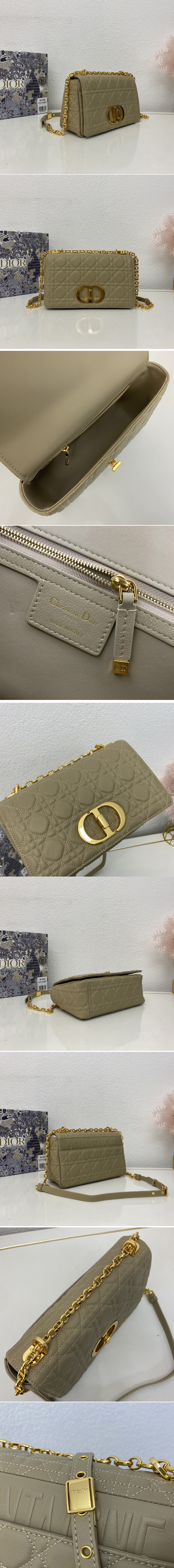 Replica Christian Dior M9242 Medium Dior Caro bag in Khaki Supple Cannage Calfskin