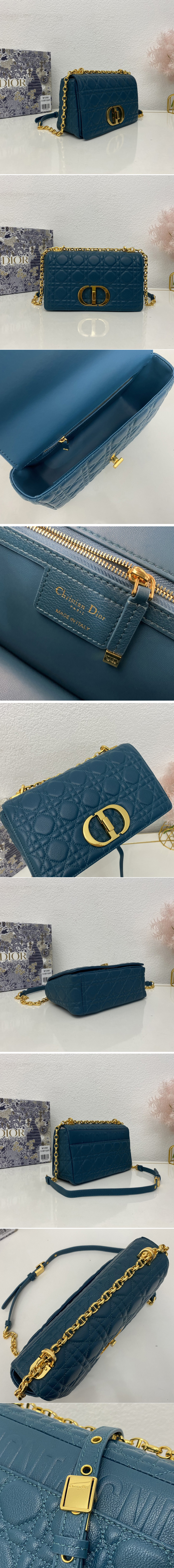 Replica Christian Dior M9242 Medium Dior Caro bag in Blue Supple Cannage Calfskin