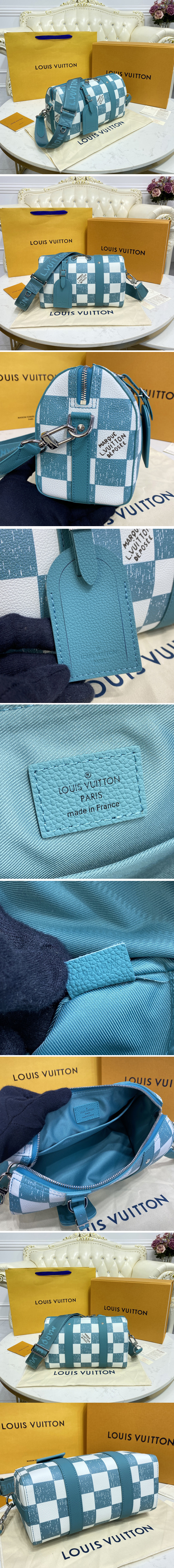 Replica Louis Vuitton N50076 LV City Keepall Bag in Teal Cowhide leather