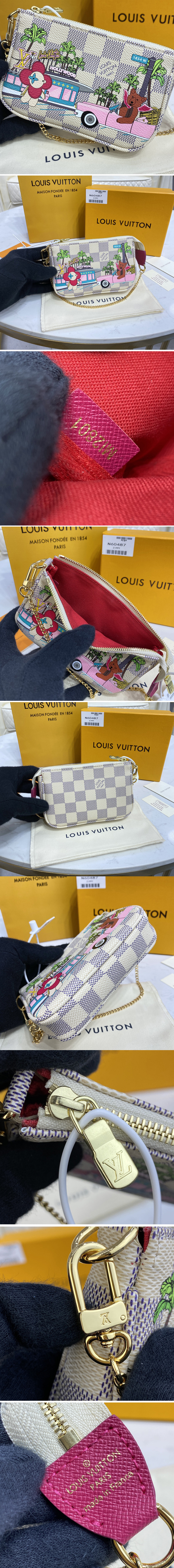 Replica Louis Vuitton N60487 LV Mini Pochette Accessoires in Damier Azur canvas