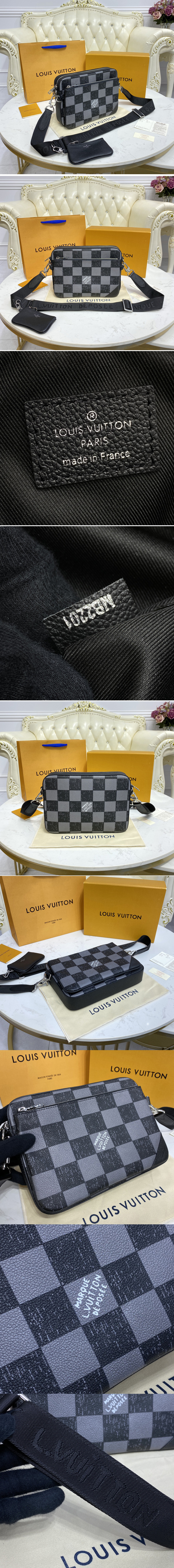 Replica Louis Vuitton N80401 LV Trio Messenger bag in Graphite Cowhide leather