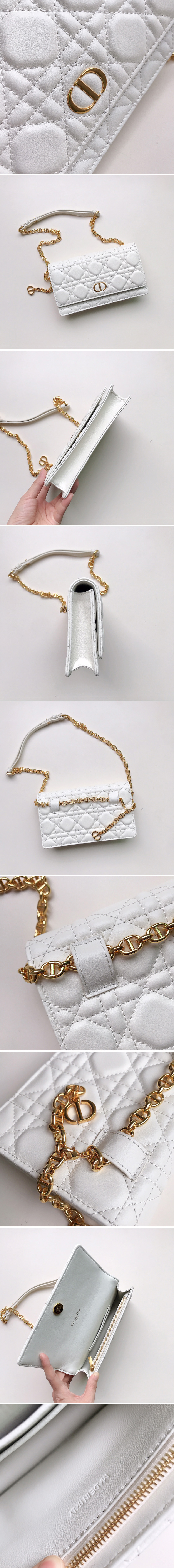 Replica Christian Dior S5091 Dior Caro belt pouch With Chain Bag in Latte Supple Cannage Calfskin