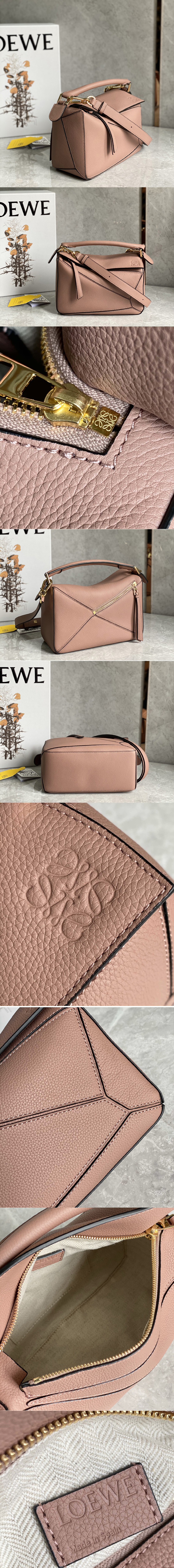 Replica Loewe Small Puzzle bag in pink classic calfskin