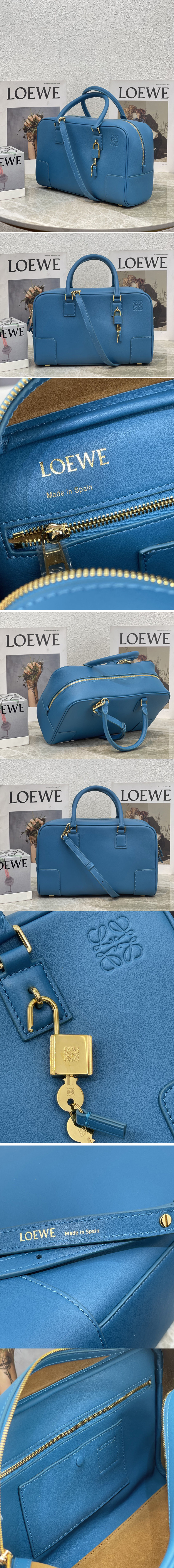 Replica Loewe Amazona 28 bag in Blue nappa calfskin