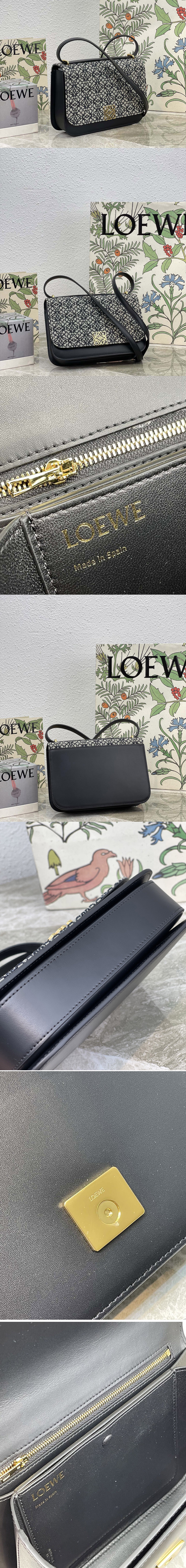 Replica Loewe Goya bag in Black Anagram jacquard and calfskin