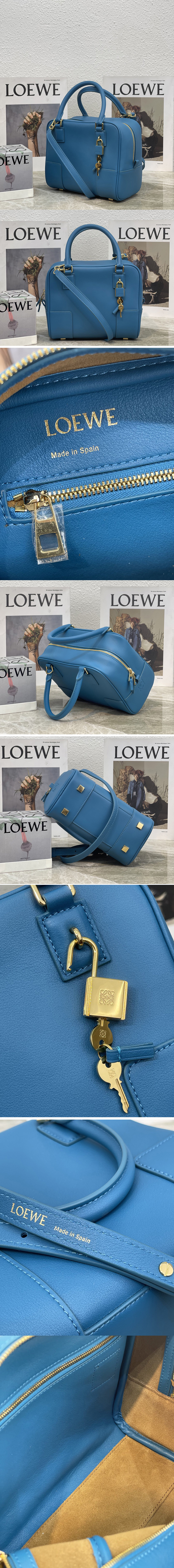 Replica Loewe Amazona 19 square bag in Blue nappa calfskin