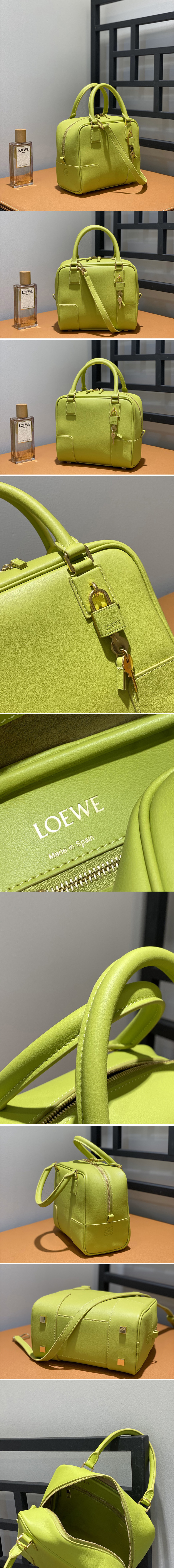 Replica Loewe Amazona 19 square bag in Lime Yellow nappa calfskin