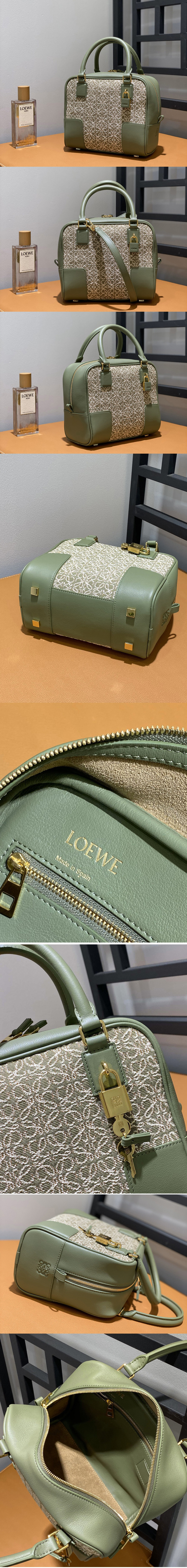 Replica Loewe Amazona 19 square bag in Green/Avocado Green Anagram jacquard and calfskin