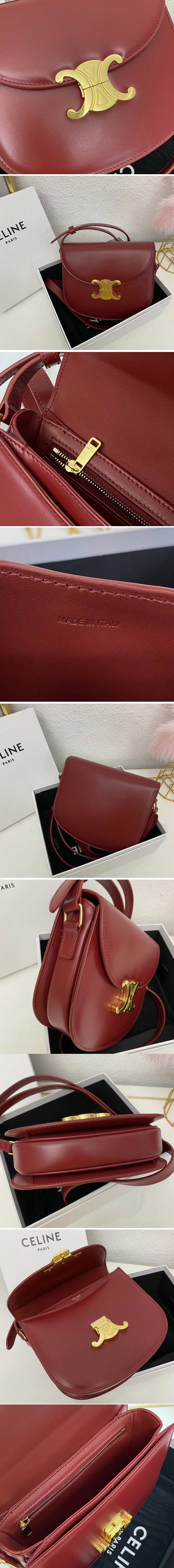 Replica Celine 110413 TEEN BESACE TRIOMPHE bag IN Red SHINY CALFSKIN