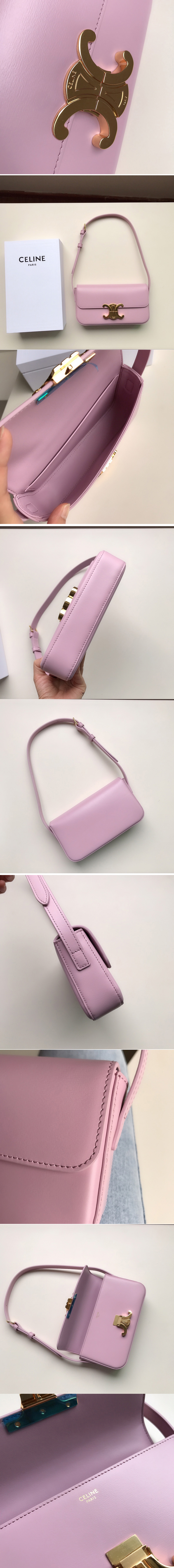 Replica Celine 194143 TRIOMPHE SHOULDER BAG IN FLAMINGO SHINY CALFSKIN