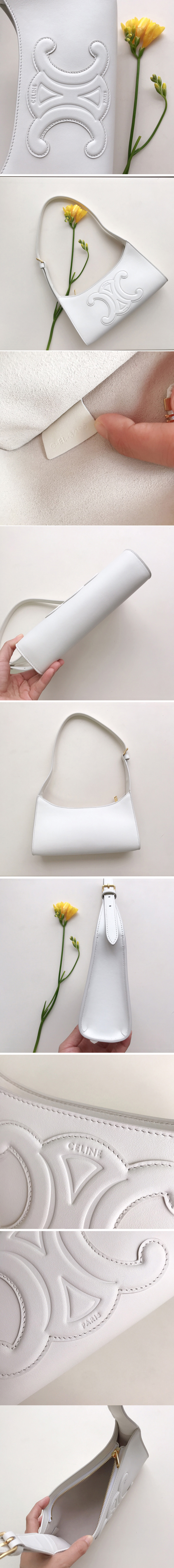 Replica Celine 198153 SHOULDER BAG CUIR TRIOMPHE IN White SMOOTH CALFSKIN