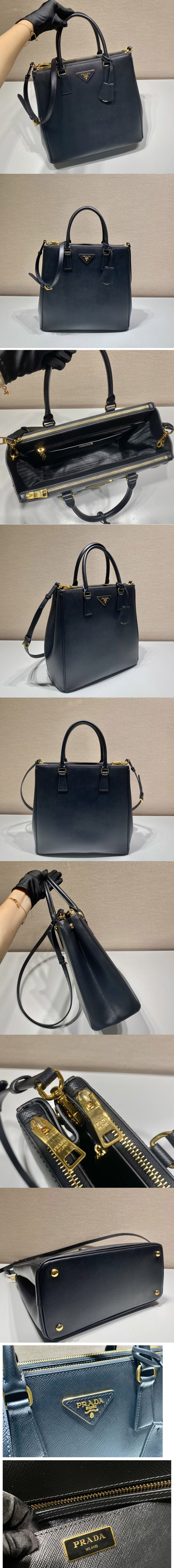 Replica Prada 1BA304 Prada Medium Galleria Saffiano Leather Bag in Black Leather