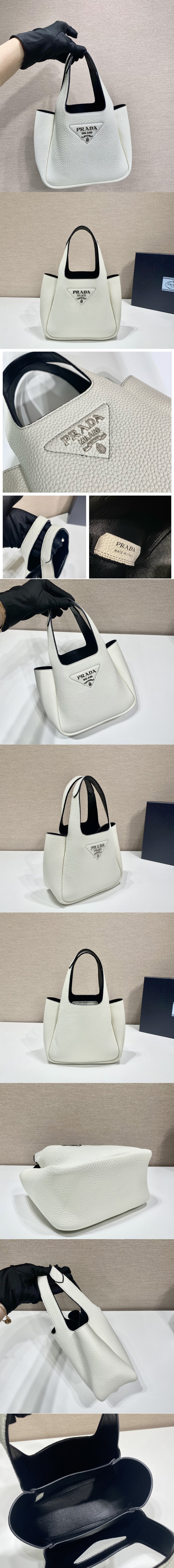 Replica Prada 1BA349 Leather handbag in White Leather