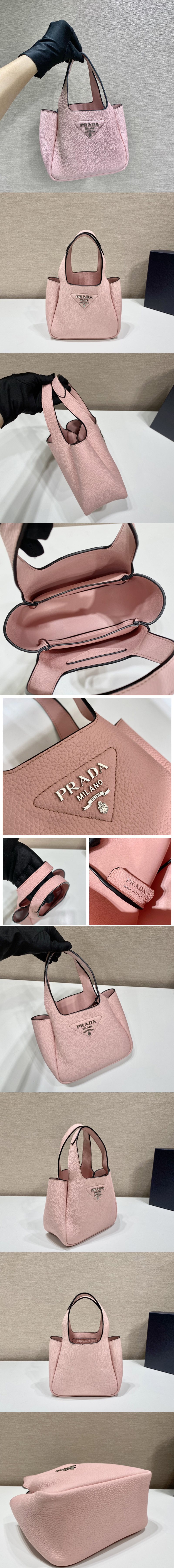 Replica Prada 1BA349 Leather handbag in Pink Leather