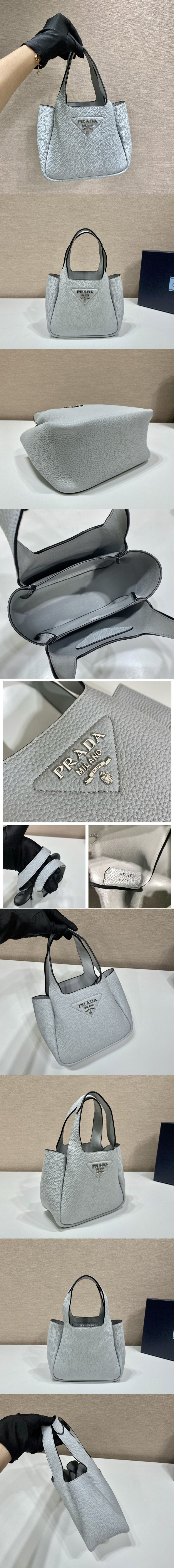 Replica Prada 1BA349 Leather handbag in Gray Leather