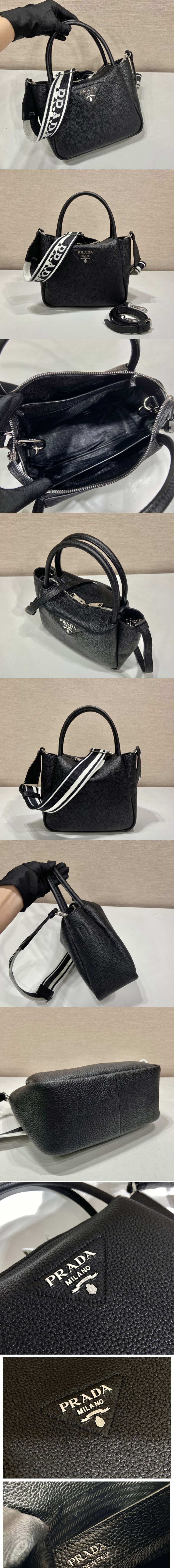 Replica Prada 1BC145 Small leather handbag in Black Leather