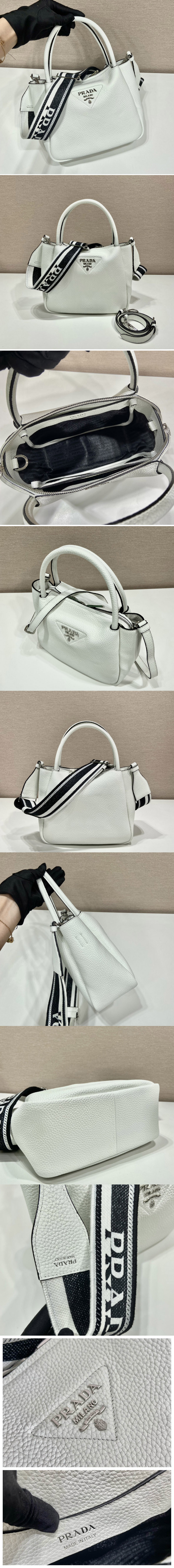 Replica Prada 1BC145 Small leather handbag in White Leather