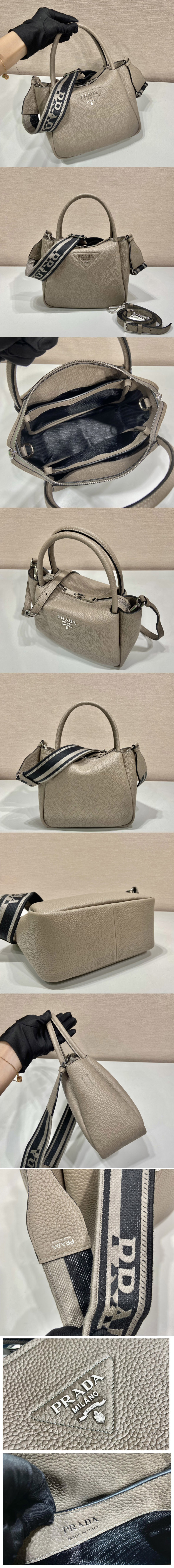 Replica Prada 1BC145 Small leather handbag in Gray Leather