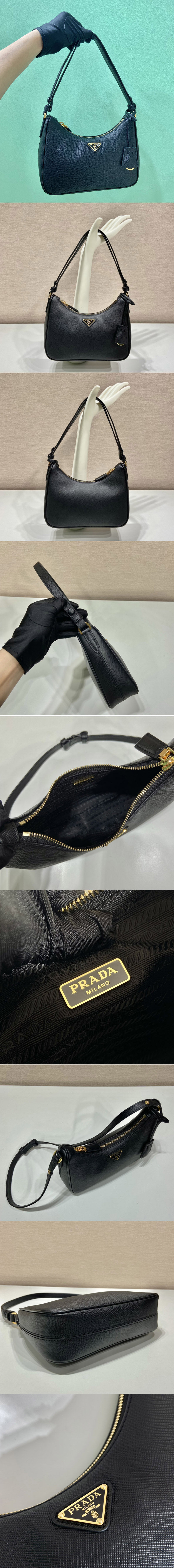 Replica Prada 1BC204 Saffiano leather mini-bag on Black Leather