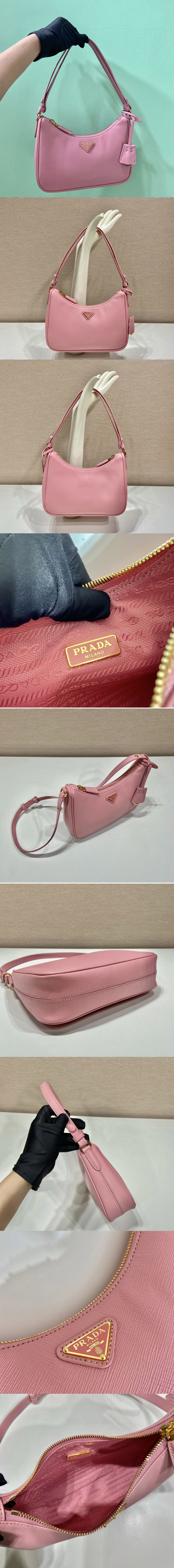 Replica Prada 1BC204 Saffiano leather mini-bag on Pink Leather