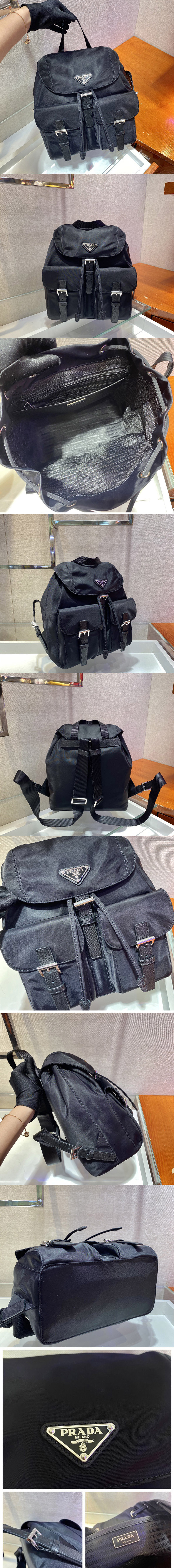 Replica Prada 1BZ677 Small Re-Nylon backpack in Black Nylon