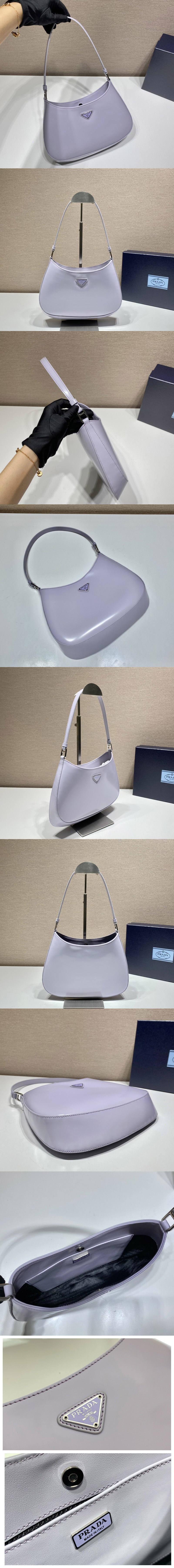 Replica Prada 1BC499 Prada Cleo brushed leather shoulder bag in Purple Leather