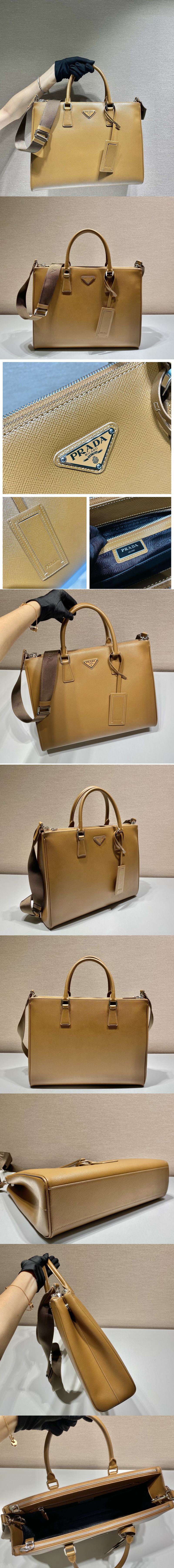 Replica Prada 2VG061 Saffiano Leather Prada Galleria bag in Cinnamon Leather