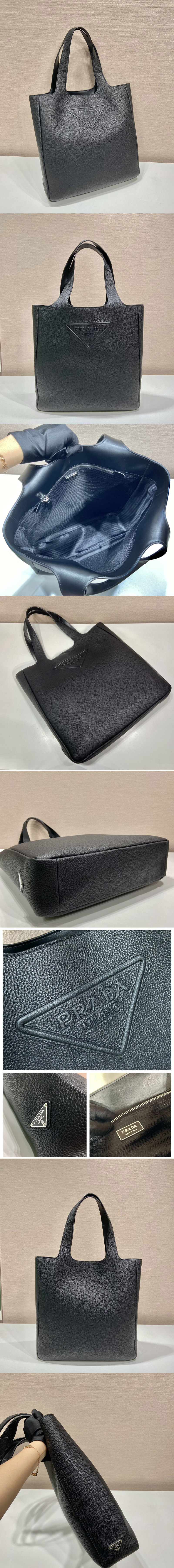 Replica Prada 2VG092 Leather tote bag in Black Leather