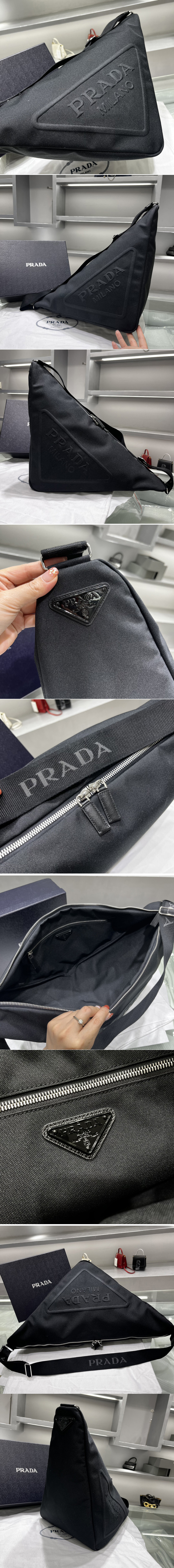 Replica Prada 2VY007 Canvas Prada Triangle bag on Black Fabric