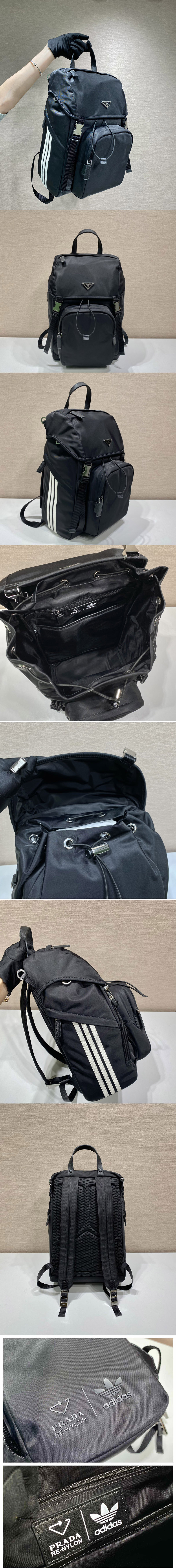 Replica Prada 2VZ135 adidas for Prada Re-Nylon and Saffiano leather backpack On Black Nylon