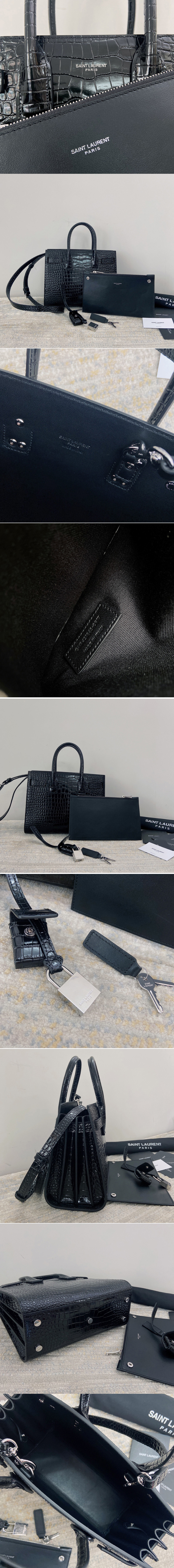 Replica Saint Laurent 421863 YSL CLASSIC SAC DE JOUR BABY IN Black CROCODILE EMBOSSED MATTE LEATHER