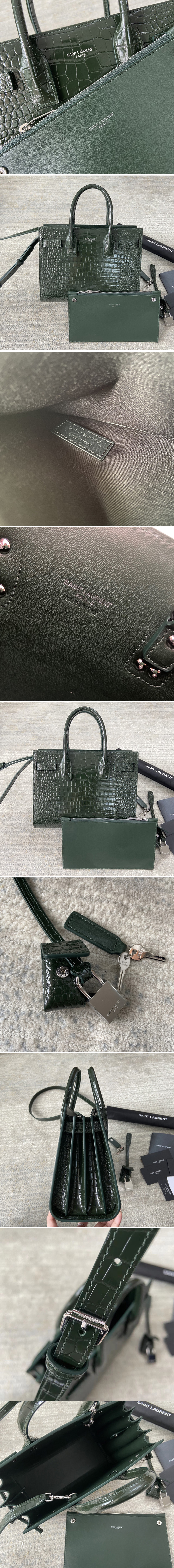 Replica Saint Laurent 421863 YSL CLASSIC SAC DE JOUR BABY IN Green CROCODILE EMBOSSED MATTE LEATHER