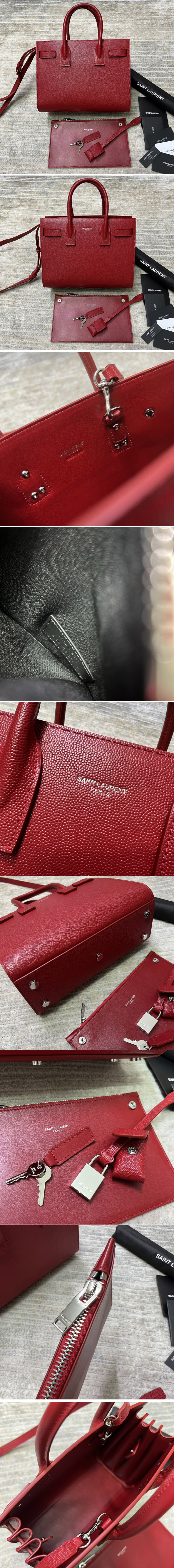 Replica Saint Laurent 421863 YSL CLASSIC SAC DE JOUR BABY IN Red GRAINED LEATHER