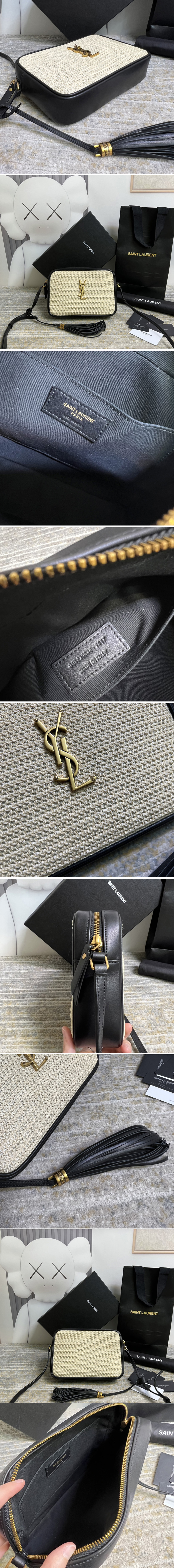 Replica Saint Laurent 612542 YSL LOU CAMERA BAG IN RAFFIA AND SMOOTH LEATHER