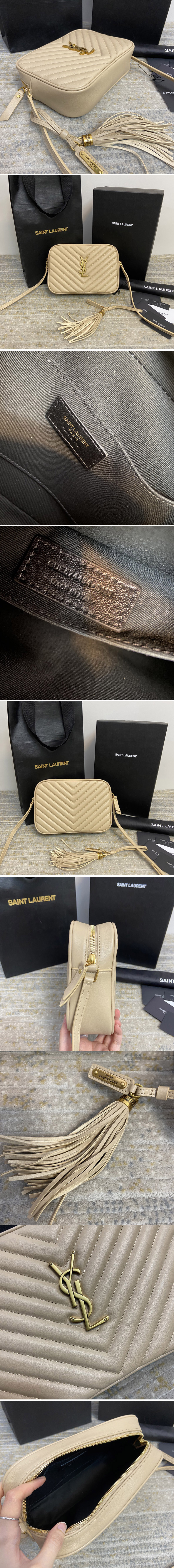 Replica Saint Laurent 612544 YSL LOU CAMERA BAG IN Beige QUILTED LEATHER