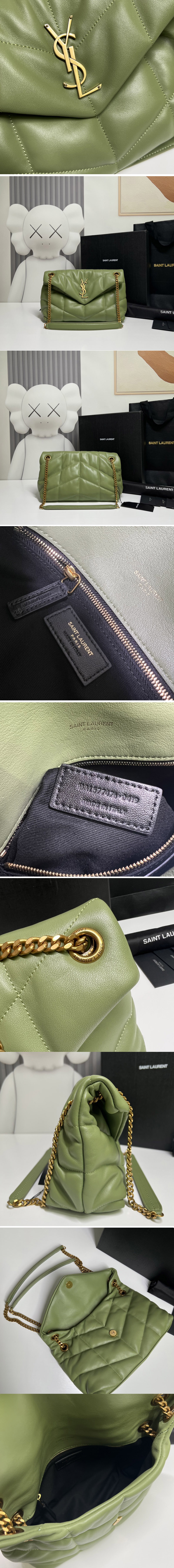 Replica Saint Laurent 577476 YSL LOULOU PUFFER SMALL BAG IN Green QUILTED LAMBSKIN