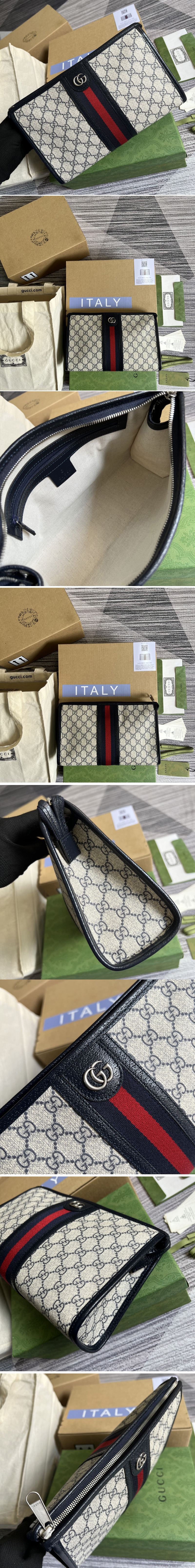 Replica Gucci ‎598234 Ophidia GG toiletry case in Beige and blue GG Supreme canvas