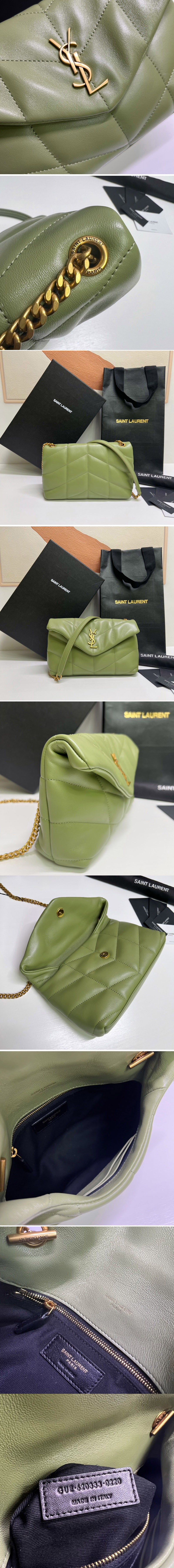 Replica Saint Laurent 620333 YSL Puffer Mini Bag in Green Quilted Lambskin Leather