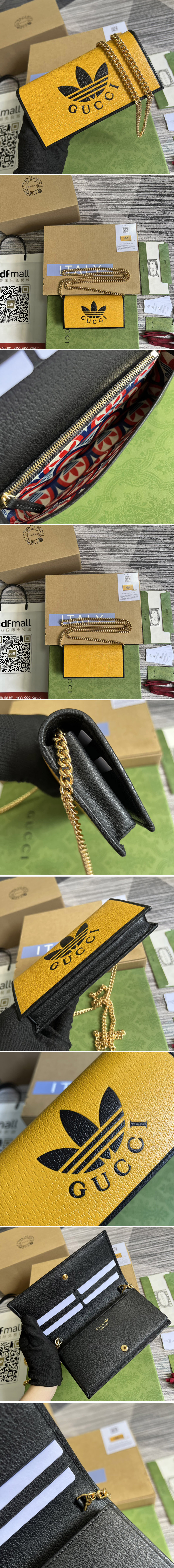 Replica adidas x Gucci 621892 wallet with chain in Orange/Black leather