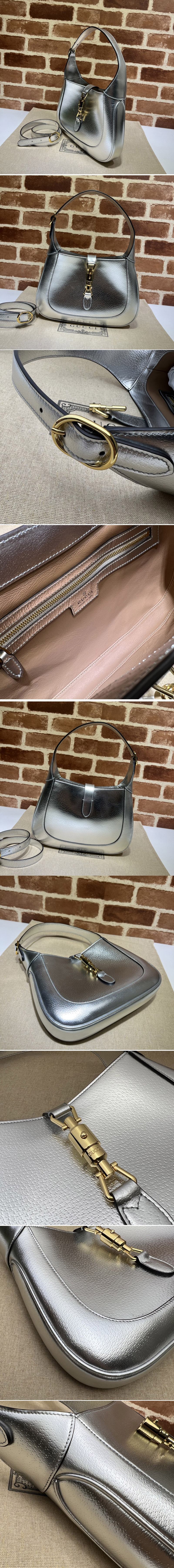 Replica Gucci 636709 Jackie 1961 small natural grain bag in Silver Leather