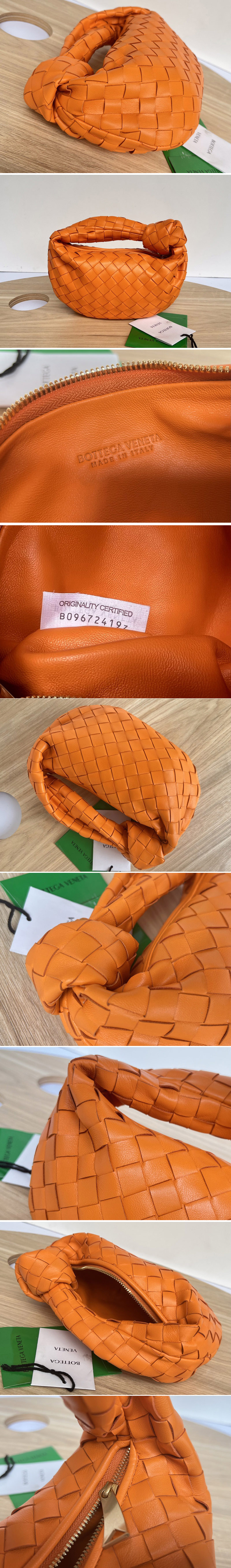 Replica Bottega Veneta 651876 Mini Jodie boho bag in Orange Intrecciato Nappa leather