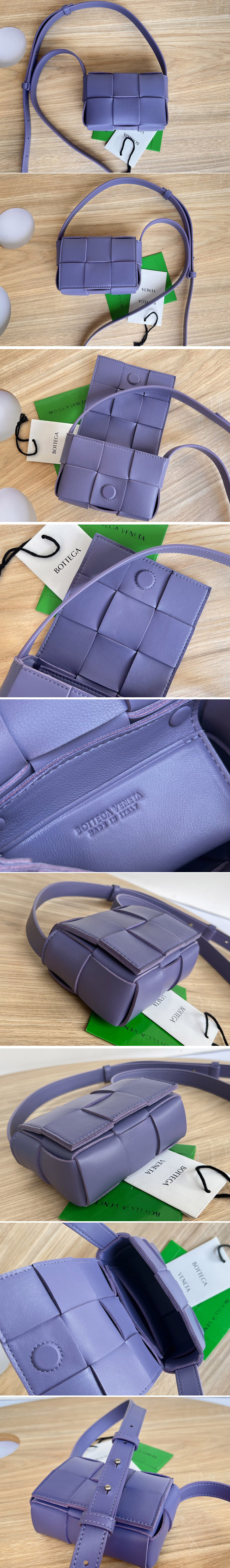 Replica Bottega Veneta 666688 Cassette mini bag in Purple Intreccio leather