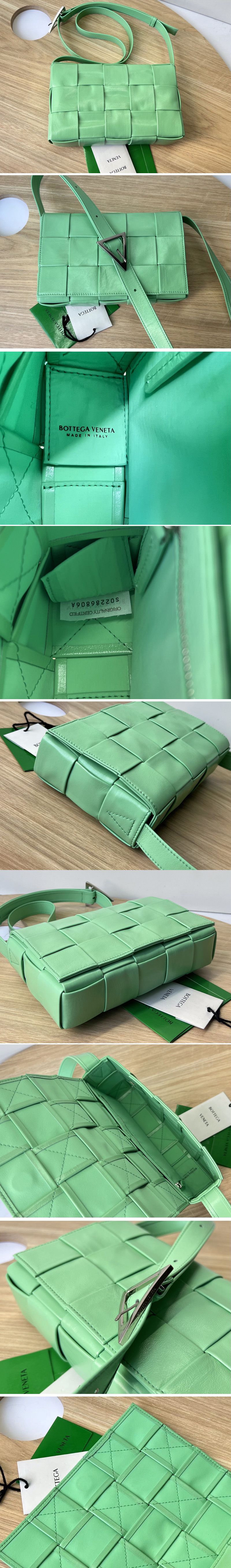 Replica Bottega Veneta 667298 Cassette cross-body bag in Green Intreccio leather