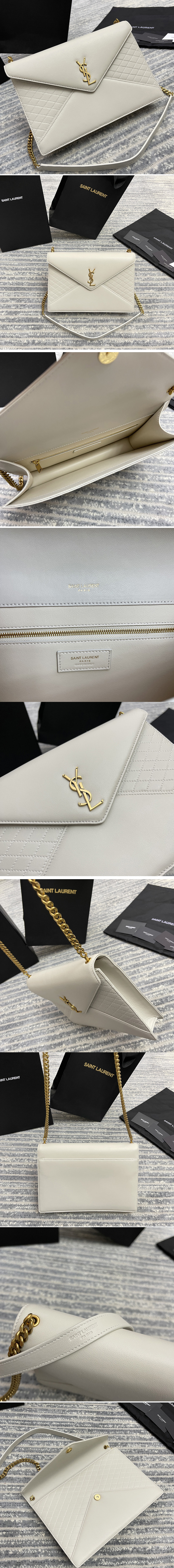 Replica Saint Laurent 668864 YSL GABY CHAIN BAG IN White VINTAGE LAMBSKIN