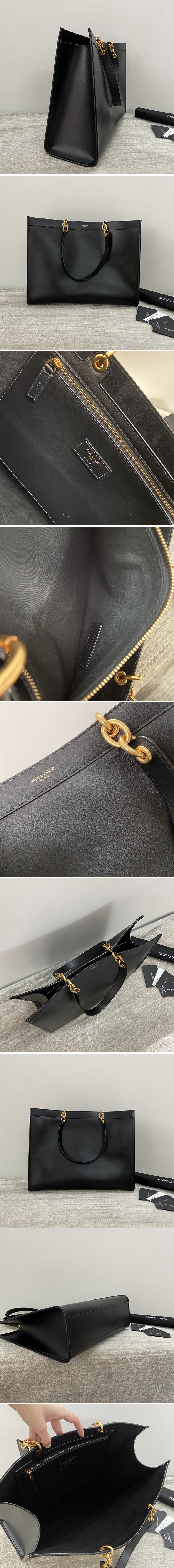 Replica Saint Laurent 669593 YSL Tote Bag IN Black Leather